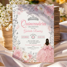 Invitación de quinceañera de mariposa plateada ros