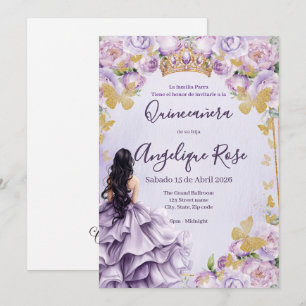 invitación de quinceañera de mariposa princesa lil