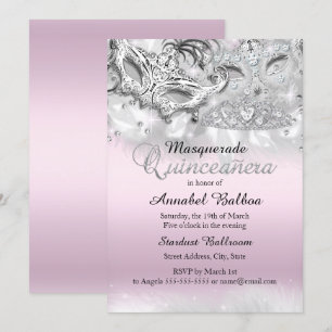 Invitación de Quinceañera de Máscara de Brillo Pla