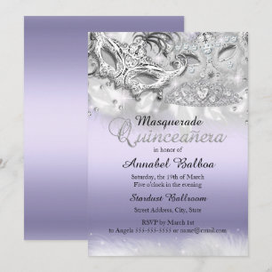 Invitación de Quinceañera de Máscara de Purpura Br
