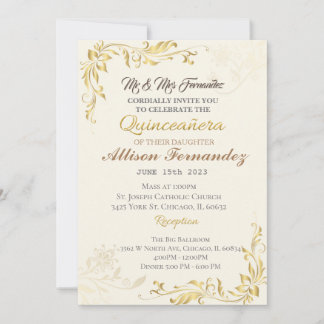 invitación de Quinceañera de oro