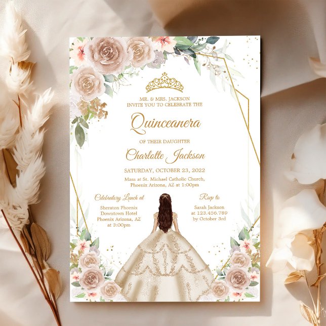 Invitación de Quinceañera de Oro Champagne (Subido por el creador)