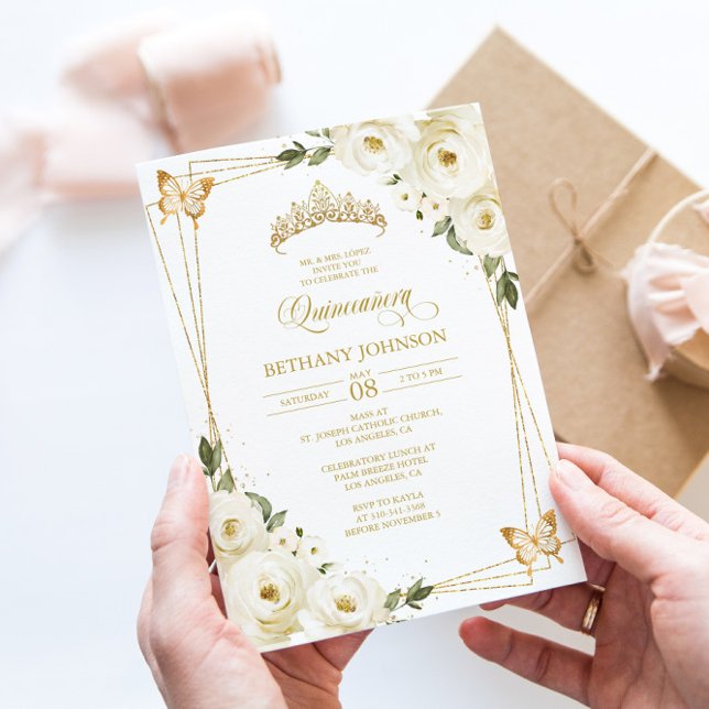 Invitación de Quinceañera de Oro y Blanco (Subido por el creador)