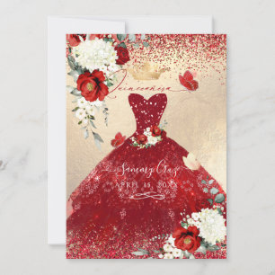 Invitación de Quinceañera de Rosas Rojas de PixDez
