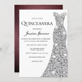 Invitación de Quinceanera de terciopelo de piel de