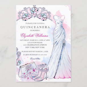 Invitación de Quinceañera de Vestido de Cristal El
