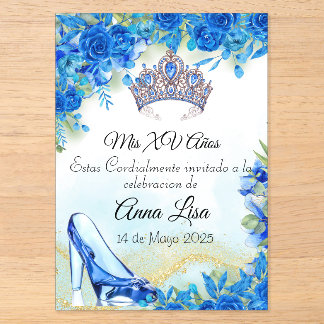 Invitación de Quinceañera de Zapatilla Azul Median
