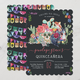 Invitación de Quinceañera del Día de los Muertos c