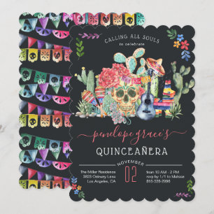 Invitación de Quinceañera del Día de los Muertos d