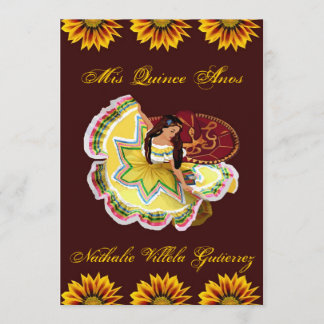 Invitación de Quinceanera del mexicano - Borgoña