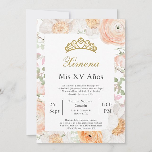 Invitación de Quinceañera editable (Anverso)
