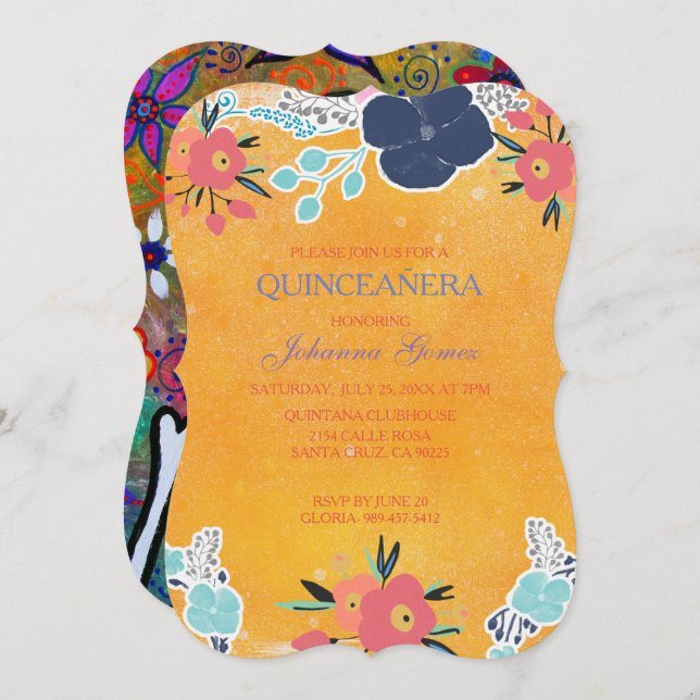 INVITACIÓN DE QUINCEAÑERA EL DÍA DE LOS MUERTOS (Anverso / Reverso)