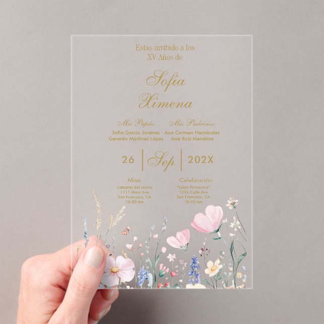 Invitación de quinceañera elegante acrílico (Insitu (portátil))