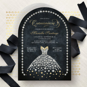 Invitación de Quinceañera Elegante con Diamantes N
