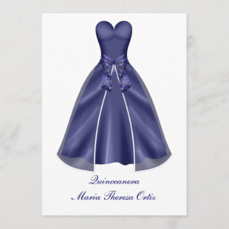 Invitación de Quinceañera Elegante Vestido Azul