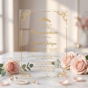 Invitación de Quinceañera en Acrílico corona real
