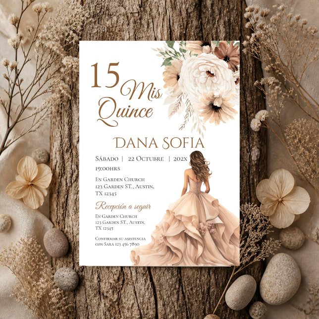 Invitación de Quinceañera en español Boho (Subido por el creador)