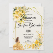 Invitación de Quinceañera en Oro Amarillo