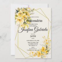 Invitación de Quinceañera en Oro Amarillo