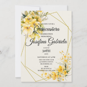 Invitación de Quinceañera en Oro Amarillo