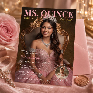 Invitación de Quinceañera estilo revista con foto