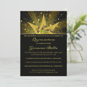 Invitación de Quinceanera, estrella de oro purpuri