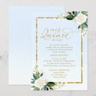 Invitación de Quinceañera Floral con Hojalata Dora