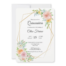Invitación de Quinceañera floral elegante