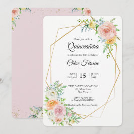 Invitación de Quinceañera floral elegante
