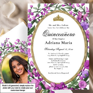 Invitación de Quinceañera Floral Elegante Flores R