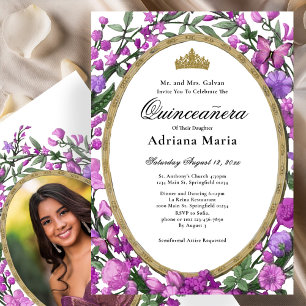 Invitación de Quinceañera Floral Elegante Flores R