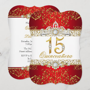 Invitación de Quinceañera Glamour Diamante Rojo Do