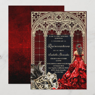 Invitación de Quinceañera Gótica de Máscara