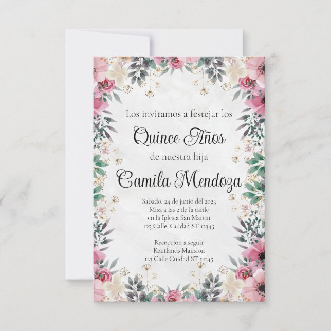 Invitación de Quinceañera/Invitación/Boda (Anverso)