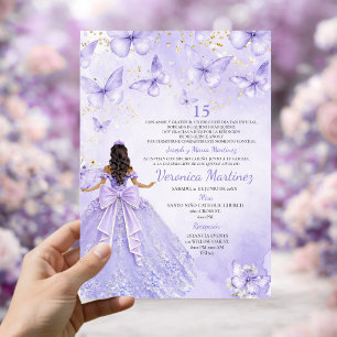Invitación de Quinceañera Lavanda con Mariposas