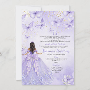 Invitación de Quinceañera Lavanda con Mariposas