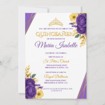 Invitación de Quinceañera Lavanda y Oro