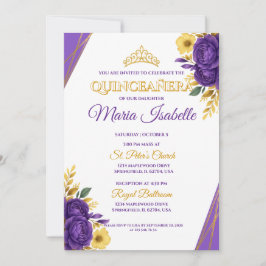 Invitación de Quinceañera Lavanda y Oro