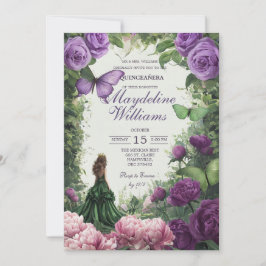 Invitación de Quinceañera Mariposa Morada Encantad
