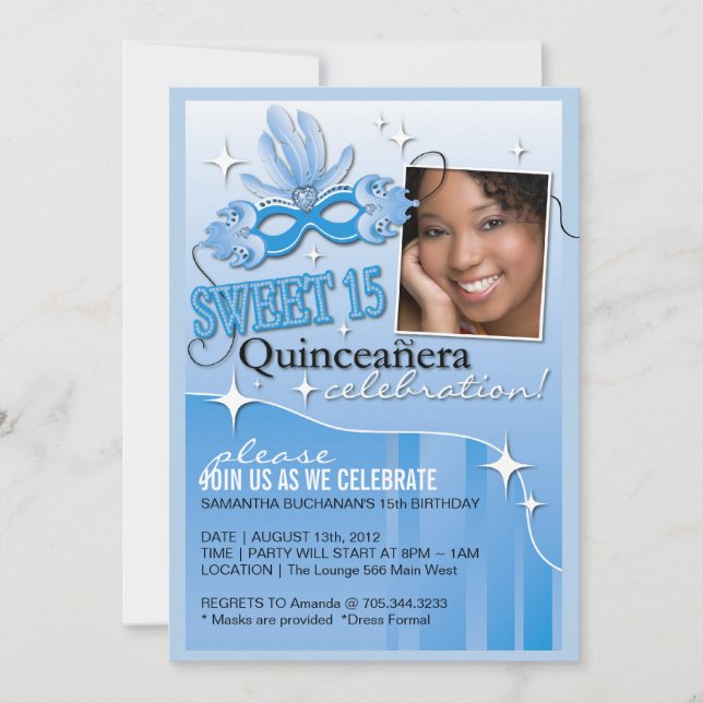 INVITACIÓN DE QUINCEANERA MASQUERADE (Anverso)