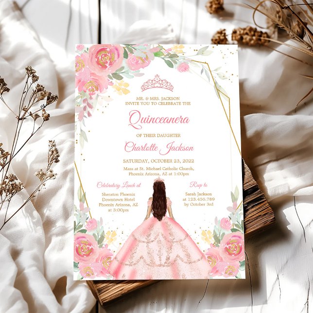 Invitación de Quinceañera Mis Quince Rosa (Subido por el creador)