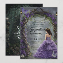 Invitación de Quinceañera Morada Encantada de Cuen