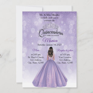 Invitación de Quinceañera Morado y Plata