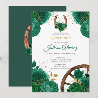 Invitación de Quinceanera Occidental verde esmeral
