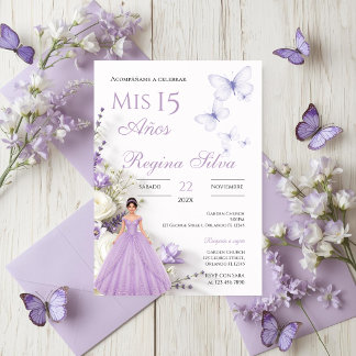 Invitación de Quinceañera para Flores Purpúreas