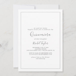 Invitación de Quinceañera Plata minimalista
