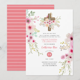 Invitación de Quinceanera por el cielo Flores de B