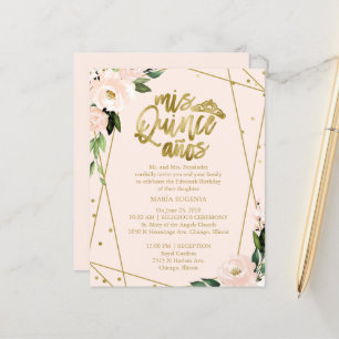 Invitación de Quinceañera Presupuesto Hoja de Oro