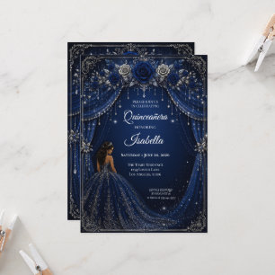 Invitación de Quinceañera Princesa Azul Real de Lu