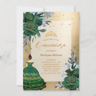 Invitación de Quinceañera Princesa Verde Esmeralda